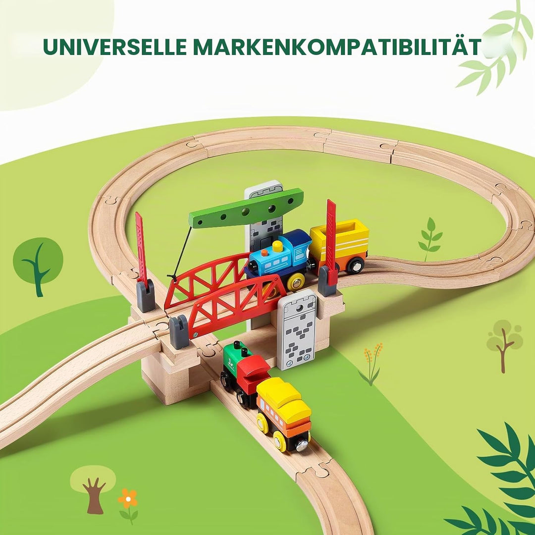 SainSmart Jr. Holzeisenbahn-Set Zubehör, bewegliche Hebebrücke Set mit Gleis für Kinder, kompatibel