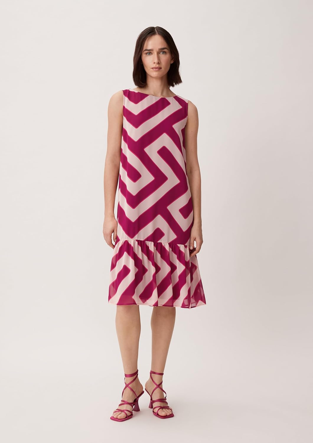 comma Kleid mit Volants, 46a0 Mehrfarbig|pink