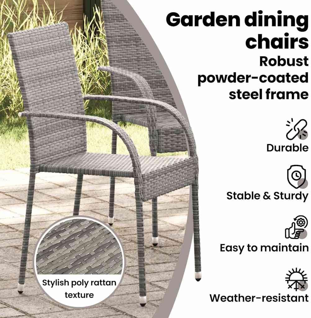 vidaXL 6X Gartenstuhl Stapelbar Gartensessel Stapelstuhl Essstuhl Stapelsessel Stuhl Sessel Stühle G