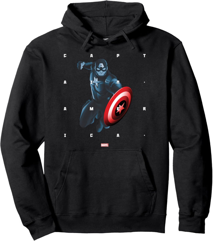 Marvel Captain America Halftone Word Stack Portrait Pullover Hoodie