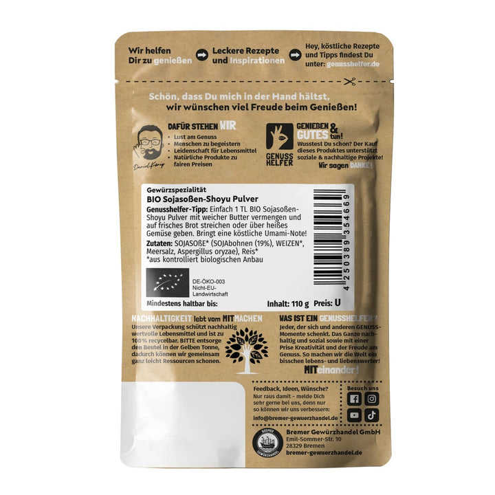 Bremer Gewürzhandel BIO Sojasauce Shoyu Pulver, 3 x 110g 330 g, 330 g