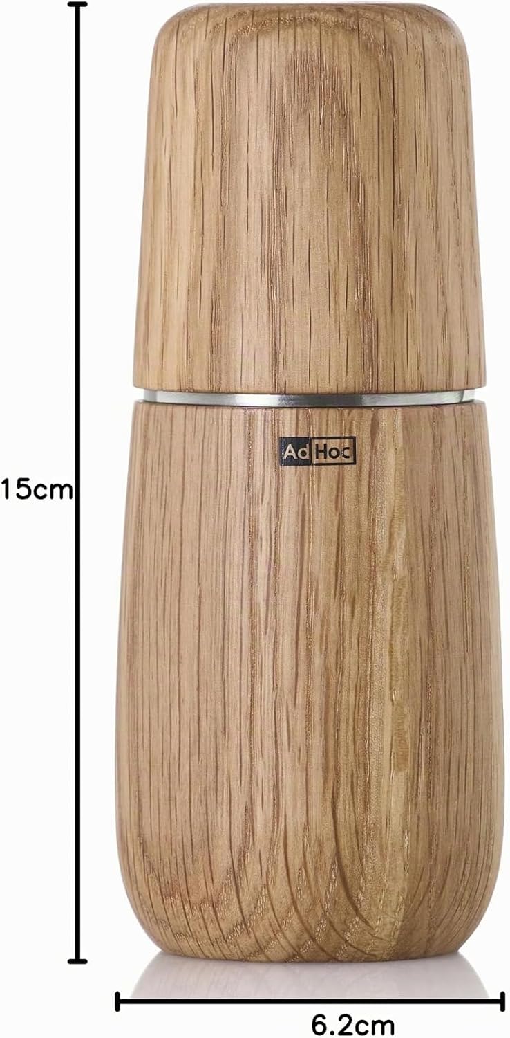 AdHoc MP702 Pfeffer- | Salzmühle Yono, CeraCut® Keramik Mahlwerk, Naturholz Eiche geölt, hell|Edelst