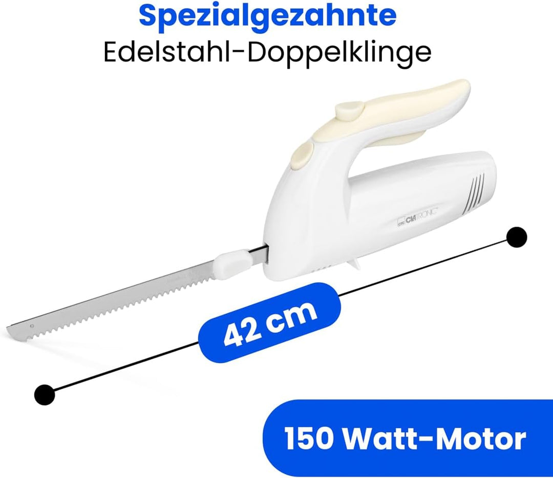 Clatronic Elektromesser, Messer, elektrisches Messer mit spülmaschinenfester spezialgezahnten Edelst