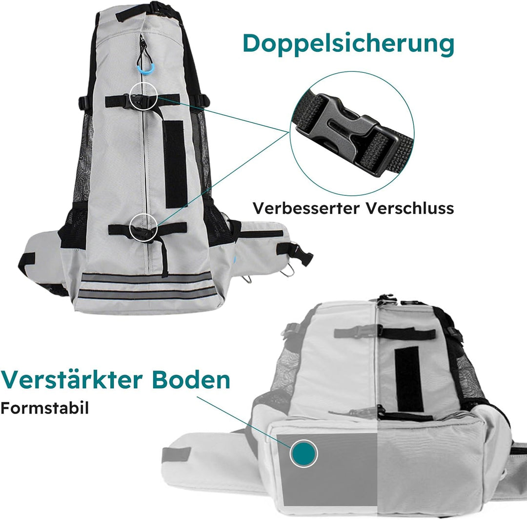 PETCUTE Hundetransportrucksack,Atmungsaktiver Haustier-Rucksack mit Sicherheitsverschluss &amp; Reflekto