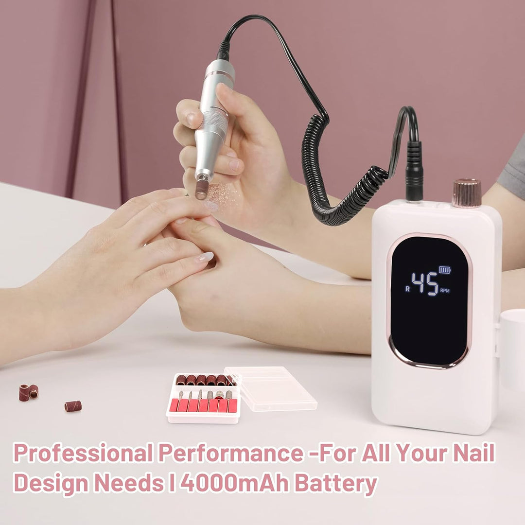 AOMEES Nagelfräser 45000 U/min, AOL10 Professioneller Elektrische Nagelfräser für Gelnägel mit LCD-D