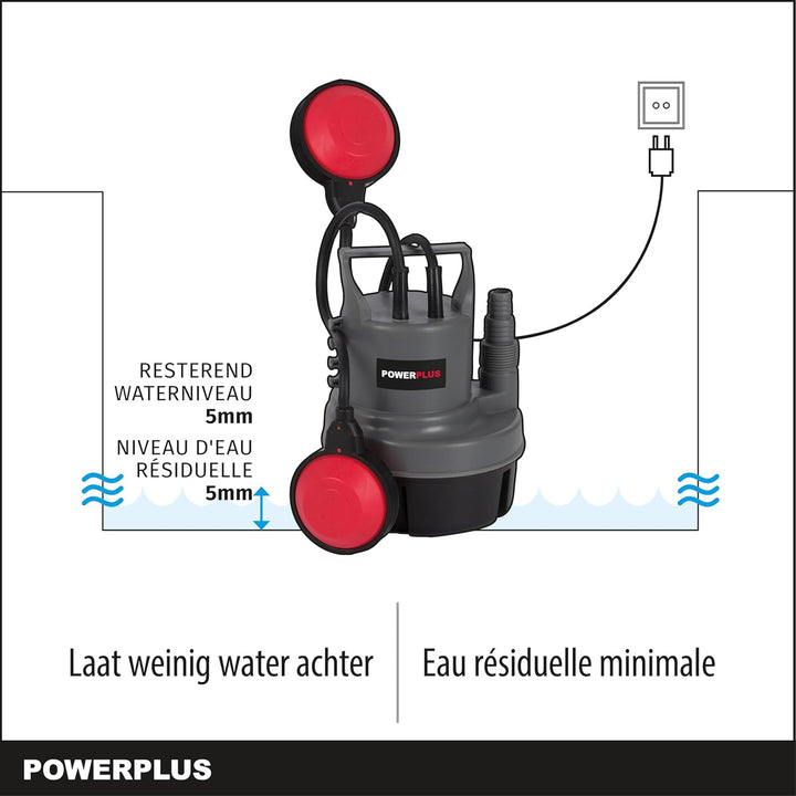Powerplus Elektrische Wasserpumpe POWEW67900-200 W Tauchmotorpumpe, Maximaltemperatur 35°C und Förde