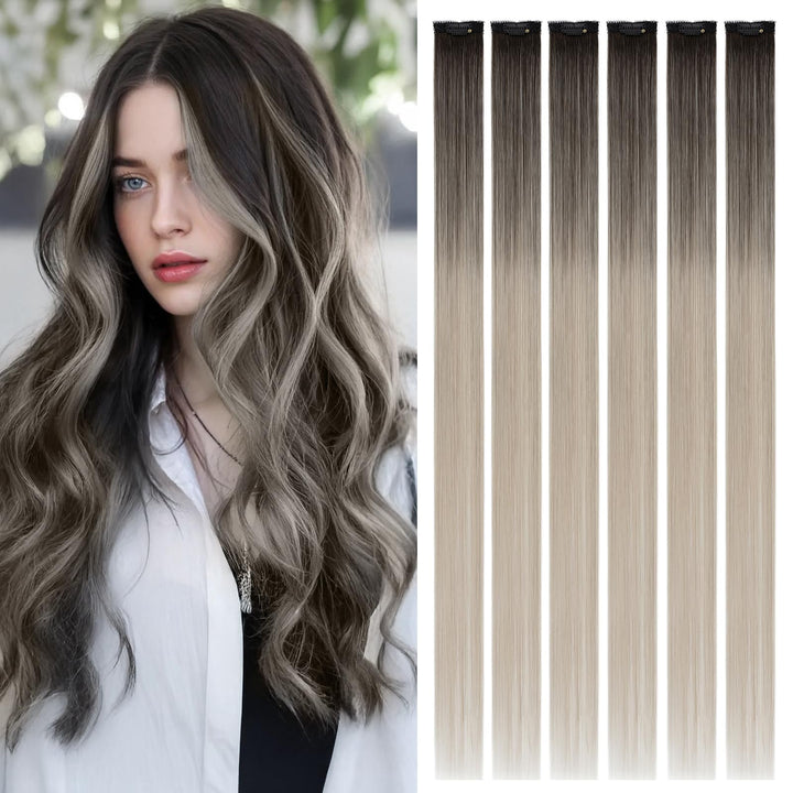 Benehair Clip in Extensions Echthaar 6 Stück, 35CM Single Clip Echthaar Extension Highlights für Fra
