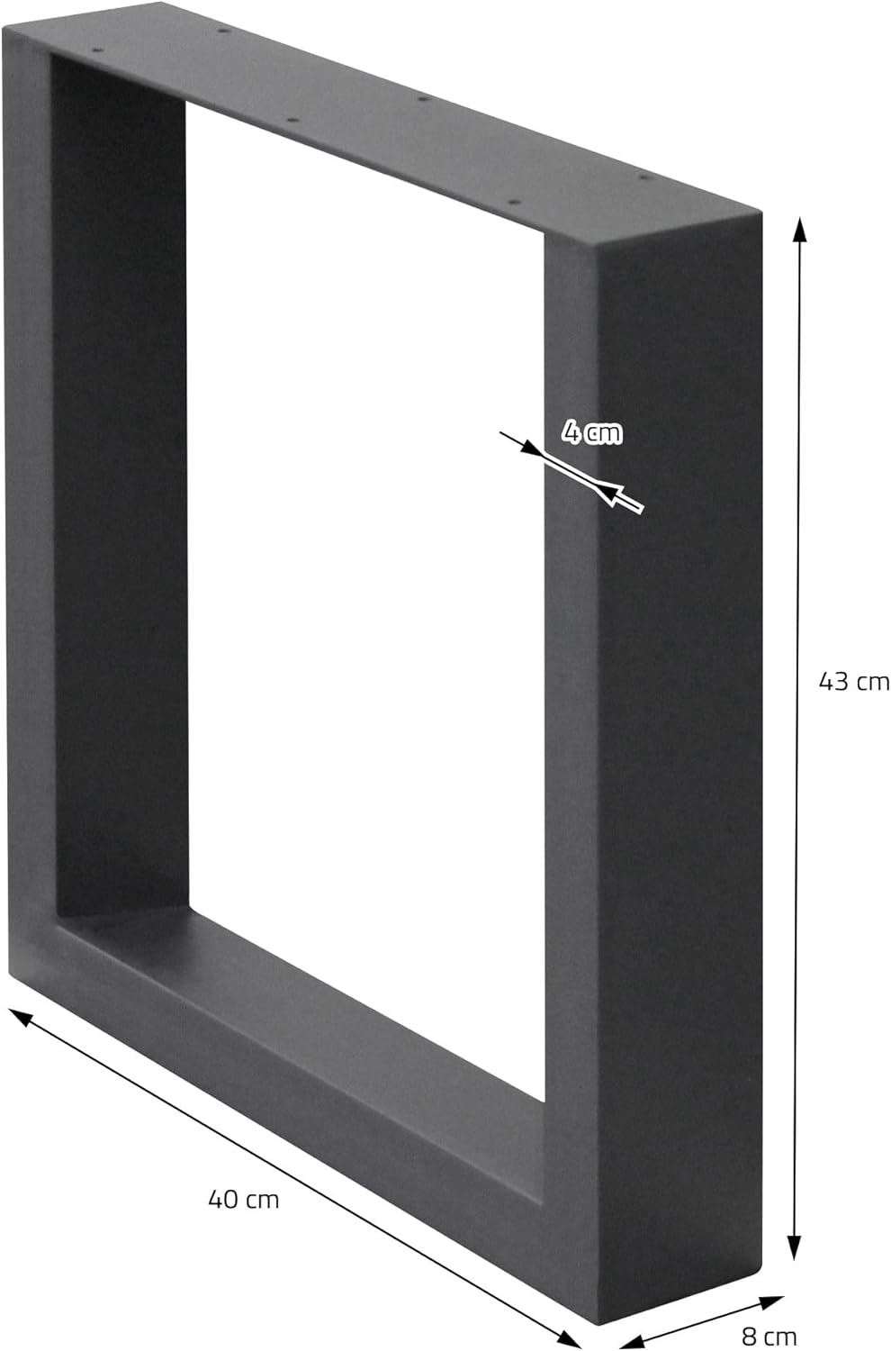 ECD Germany 2er Set Tischbeine 40x43 cm, Anthrazit, Stahl pulverbeschichtet, Industriedesign, Vierka