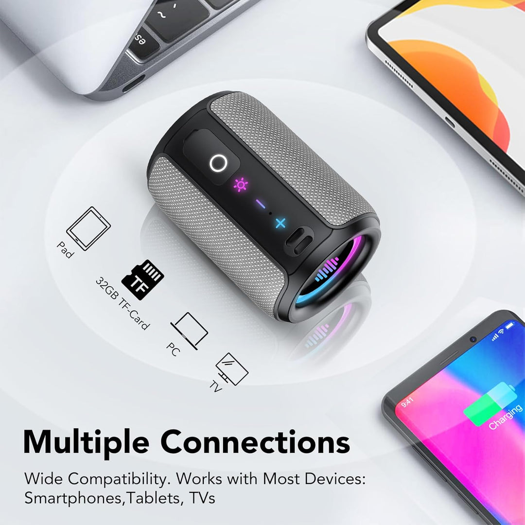 Bluetooth Lautsprecher, Kleine Musikbox Bluetooth 5.4, 15W Kraftvoller Bass, mit 12 Stunden Akkulauf