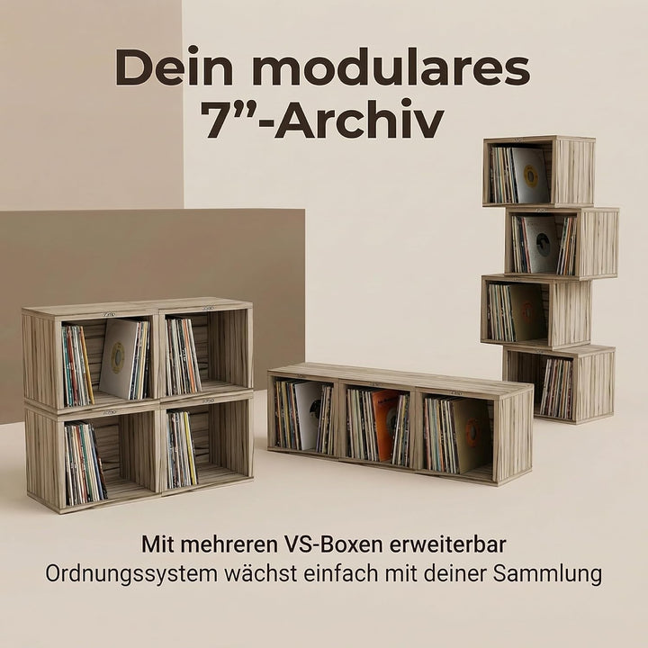 Zomo VS-Box 7/100 Vinyl Aufbewahrung für 100-120 Singles - 7 Zoll - 360 x 200 x 230 mm - Zebrano - M