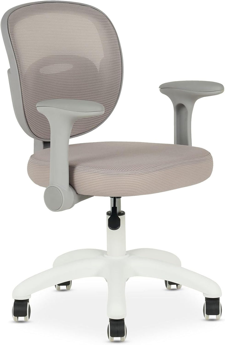 IDIMEX Kinderdrehstuhl Amelia höhenverstellbar mit Armlehnen in grau & beige - Ergonomischer Kinder-