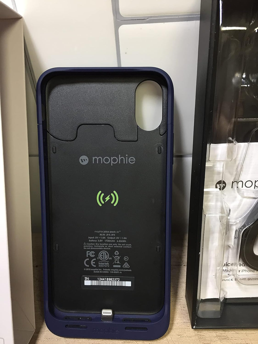 Mophie Juice Pack Wireless - Qi Wireless Charging - Schutzhülle für Apple iPhone X - Blau (401002006