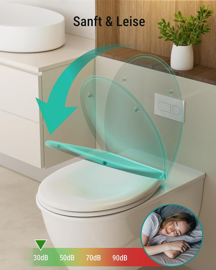 HySail Hochwertiger Toilettendeckel mit Absenkautomatik, Schnellverschluss und Hygienischer Oberfläc