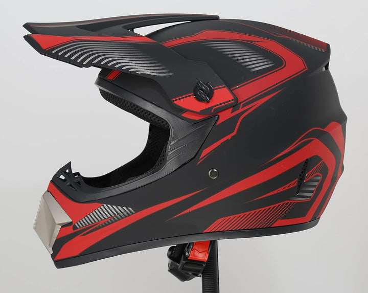 Motocross Helm Motorradhelm Downhill Fullface Dirtb Bike Helm mit Handschuhen Brille Maske für Unise