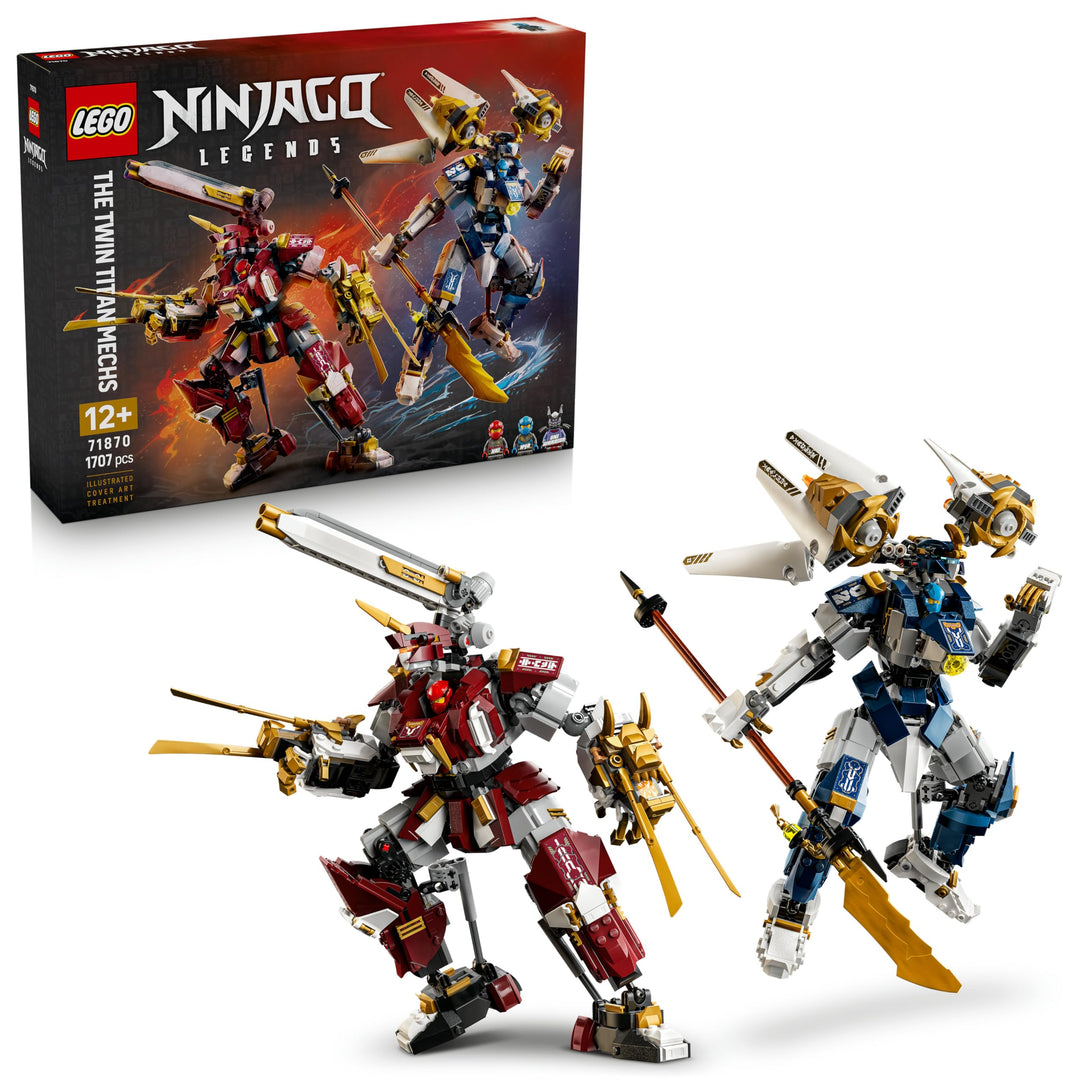 LEGO NINJAGO Die Zwillings-Titanmechs - Ninja Spielset mit 2 Actionfiguren & 3 Minifiguren inkl. Kai