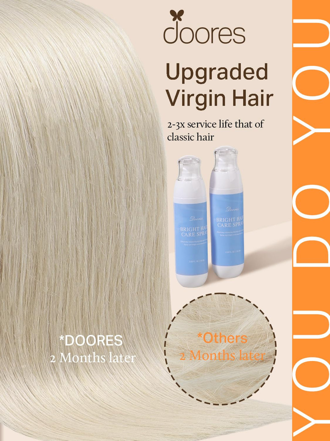 DOORES Echthaar Tape Extensions Remy Haar Tape, Platinblond 35cm (14zoll) 50g 20pcs, Blond Tape Exte
