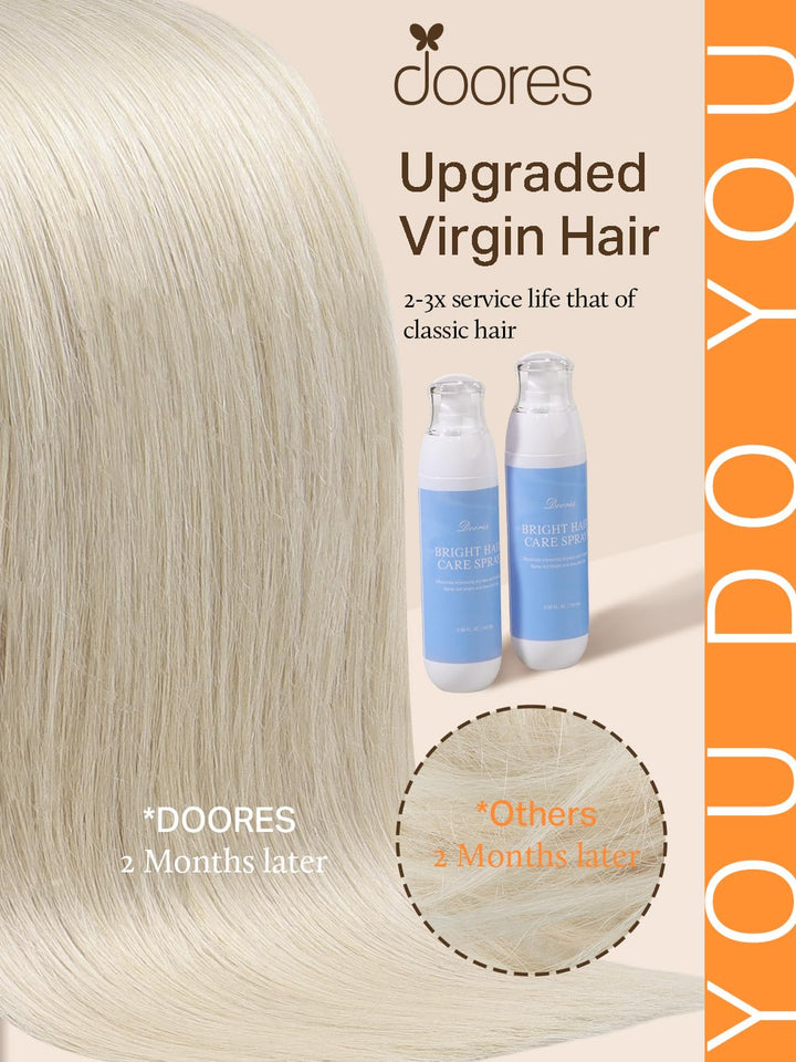 DOORES Echthaar Tape Extensions Remy Haar Tape, Platinblond 35cm (14zoll) 50g 20pcs, Blond Tape Exte