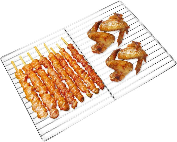 MAGT Grillrost Edelstahl, Silber Edelstahl Langlebiger Antihaft Grillgitter für Grossen Grillofen(30