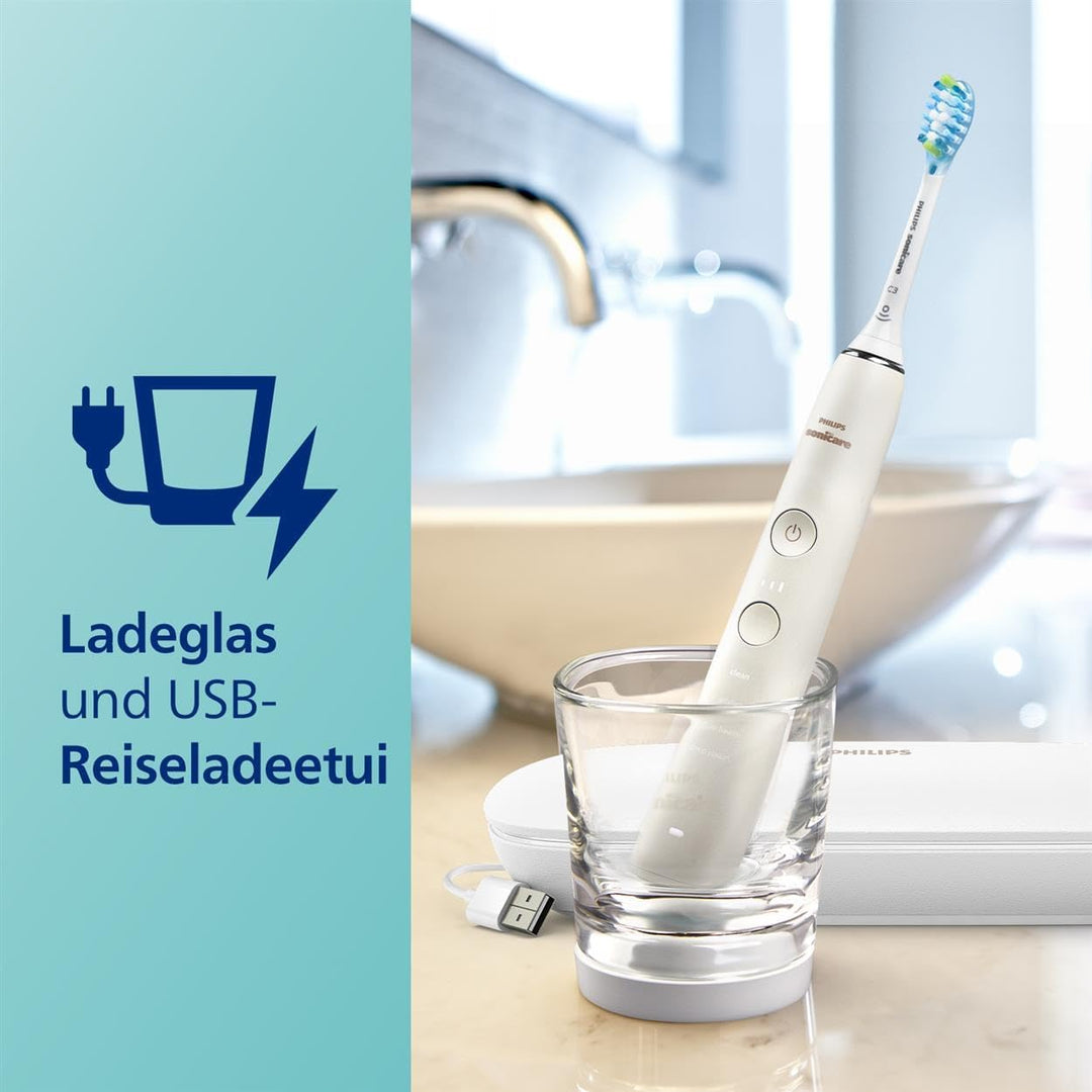 Philips Sonicare DiamondClean 9000 Elektrische Schallzahnbürste mit App, weiss (Modell HX9911/27), W