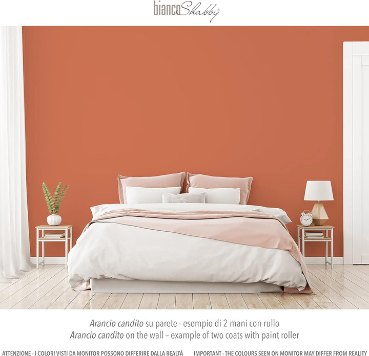 bianco Shabby® Arancio Candito Kreidefarbe Wasserbasis für Alle Oberflächen einfach zu verarbeiten o