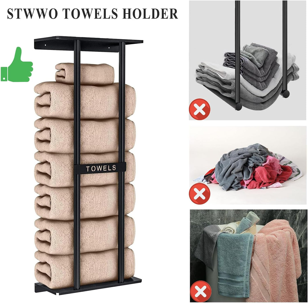 STWWO Handtuchhalter Wand Schwarz Grosse Handtuchregal Badezimmer 76cm Gästehandtuchhalter Wandmonta
