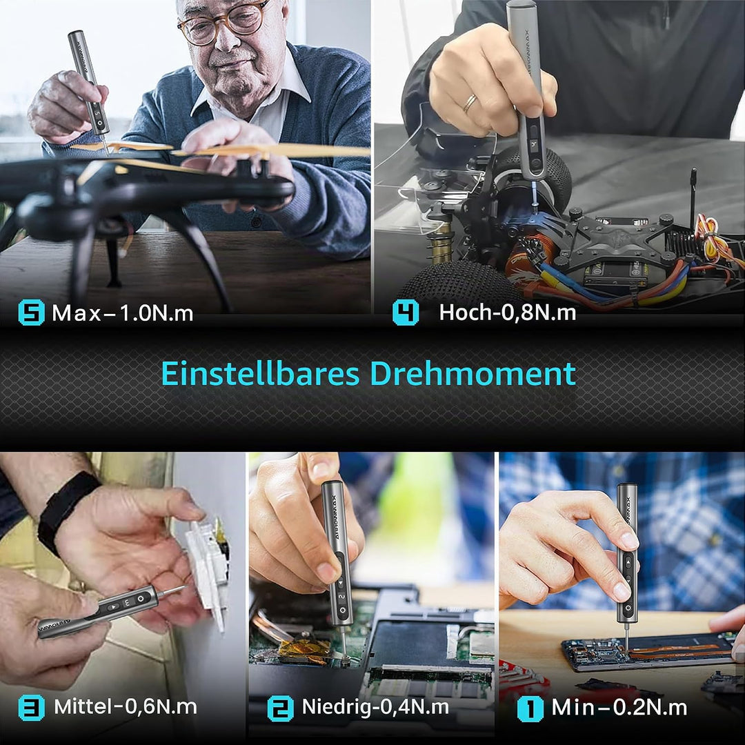ARROWMAX Elektrischer Schraubendreher &amp; Bohrer Set, 2-in-1 Präzisions-Akkuschrauber, 10kgf.cm Drehmo