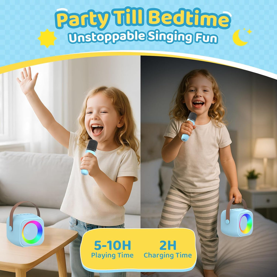 Jeefu Karaoke Maschine Kinder mit 2 Mikrofonen, Spielzeug für 3-12 Jahre alte Mädchen Geschenke, Min