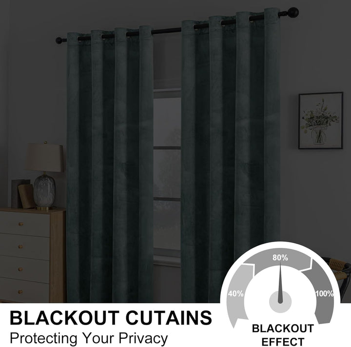 YSTELLAA Samtvorhang 2er Set, Gardinen Vorhänge, 140×225cm, Verdunklungsvorhänge Schlafzimmer Mit Ös