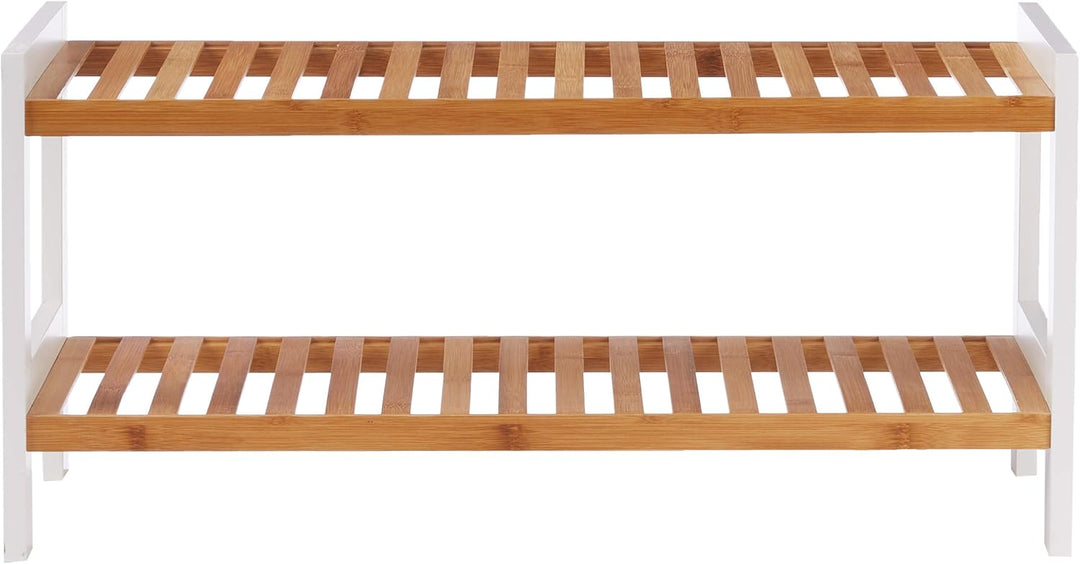HAKU Möbel Schuhregal Natur, weiss, Bambus, MDF - Masse: B 70 cm x H 34 cm x T 26 cm, Style: Scandin