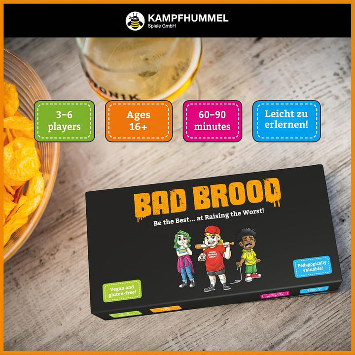 KAMPFHUMMEL Bad Brood – Raise Your Child as Bad as Possible, Sarcastic Card Game for People with Dar