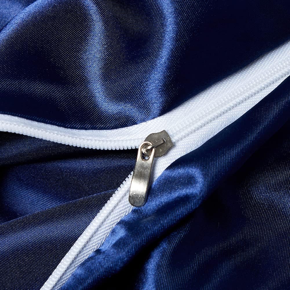 Omela Bettwäsche Satin 135x200 Blau Einfarbig Glatt Glänzend Bettbezug mit Reissverschluss 2 Teilig