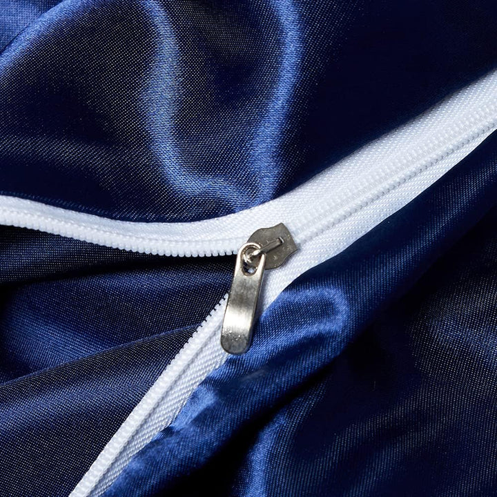 Omela Bettwäsche Satin 135x200 Blau Einfarbig Glatt Glänzend Bettbezug mit Reissverschluss 2 Teilig