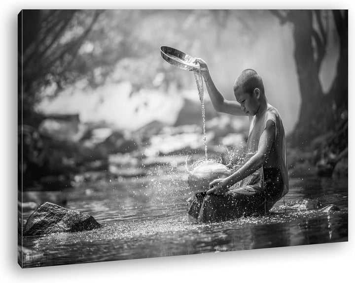 deyoli Buddhistischer Mönch Format: 80x60 Effekt: Schwarz/Weiss als Leinwandbild, Motiv fertig gerah