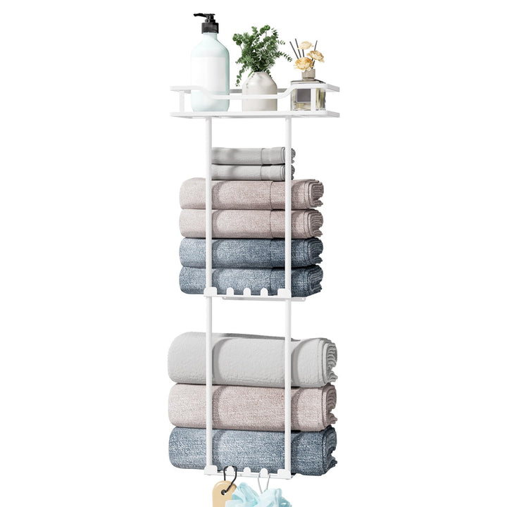 HapiRm Hhandtuchhalter Badezimmer - 3 Schicht Handtuchhalter Wand Montage mit Aufbewahrungskorb, Han