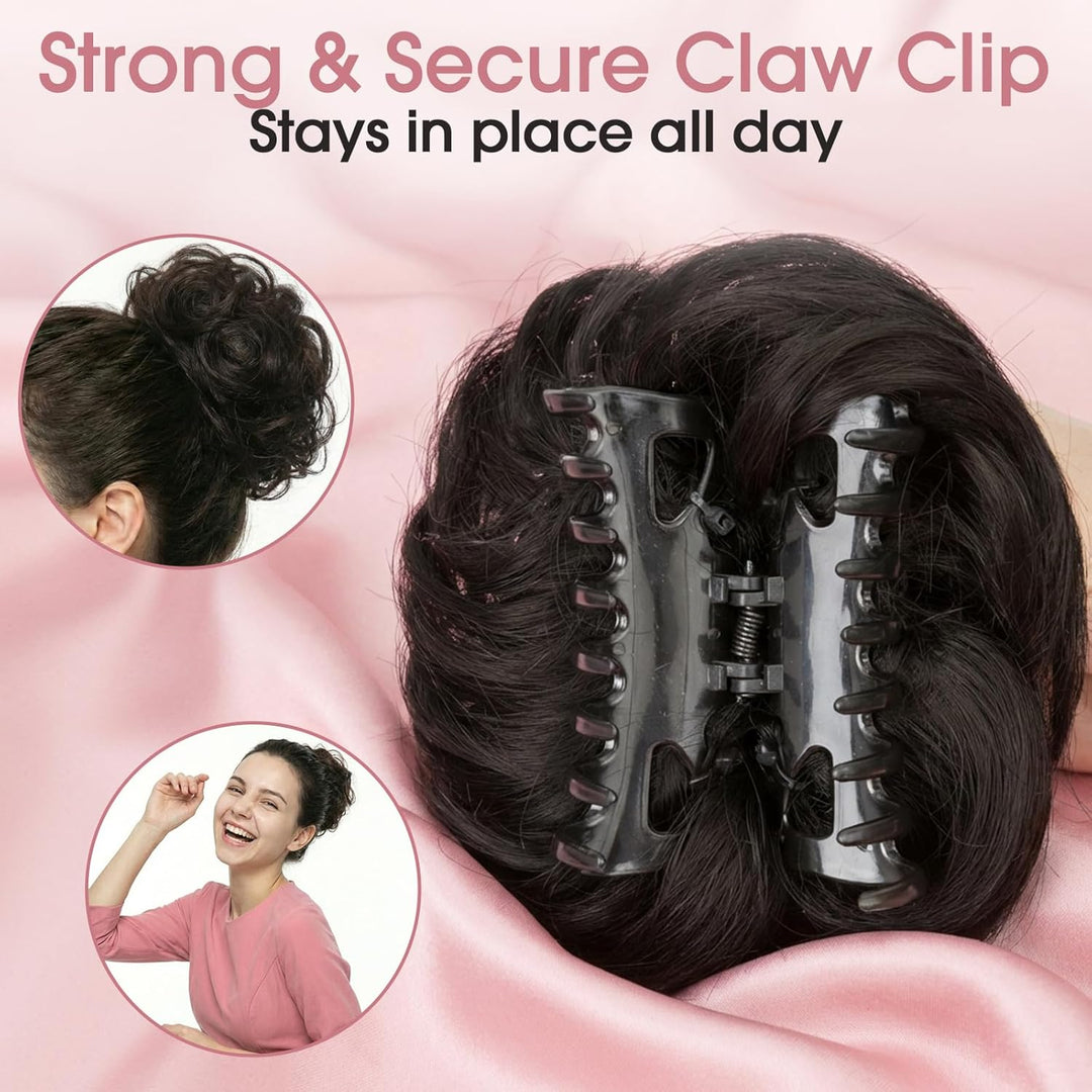 S-noilite Echthaar Messy Bun mit klammer Natürliches Haarteil für Dutt und Hochsteckfrisuren - Claw