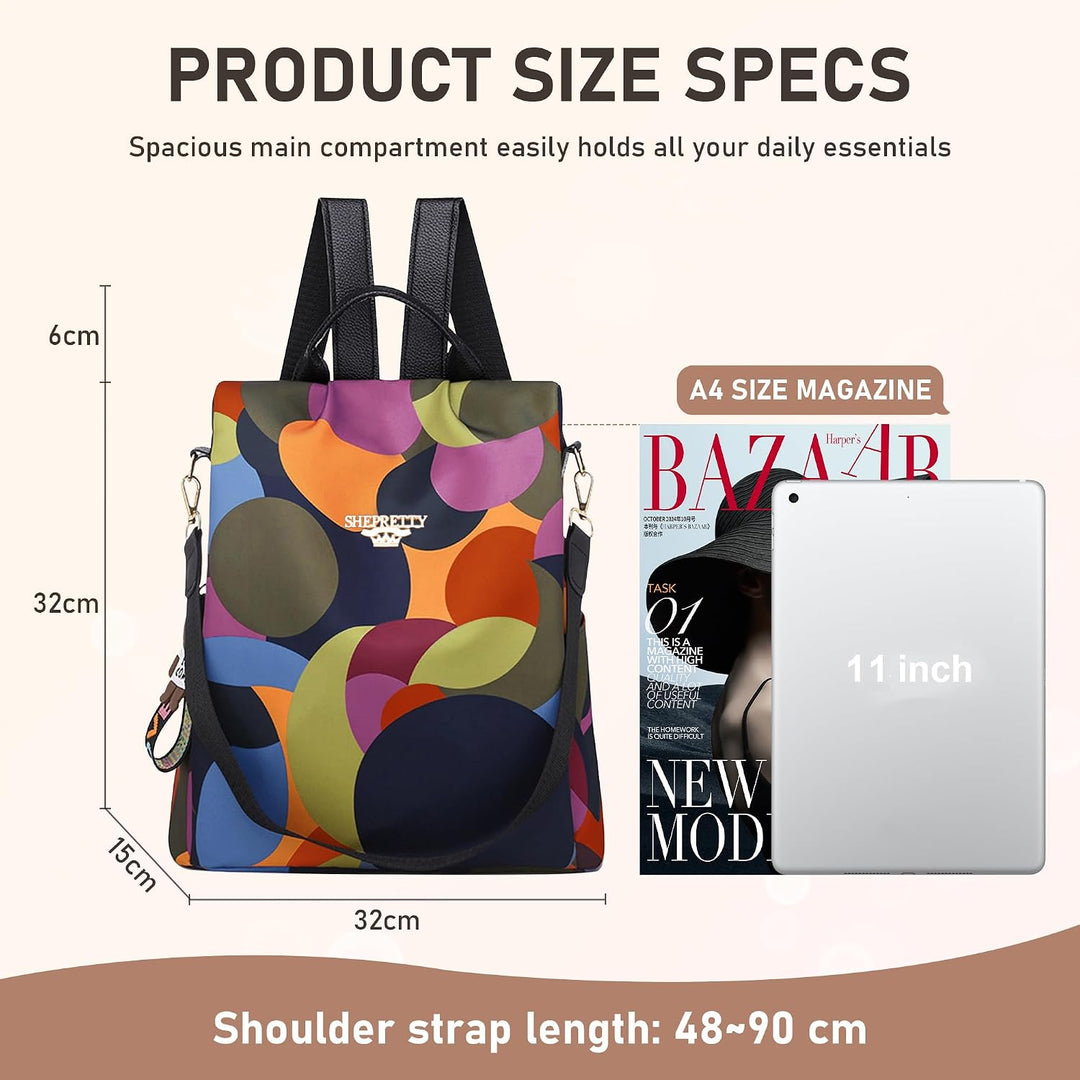 shepretty Damen Rucksack Anti Diebstahl Umhängetasche Multifunktions Schultaschen 8864-al911bunt 32*