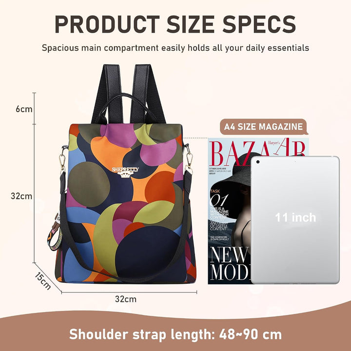 shepretty Damen Rucksack Anti Diebstahl Umhängetasche Multifunktions Schultaschen 8864-al911bunt 32*