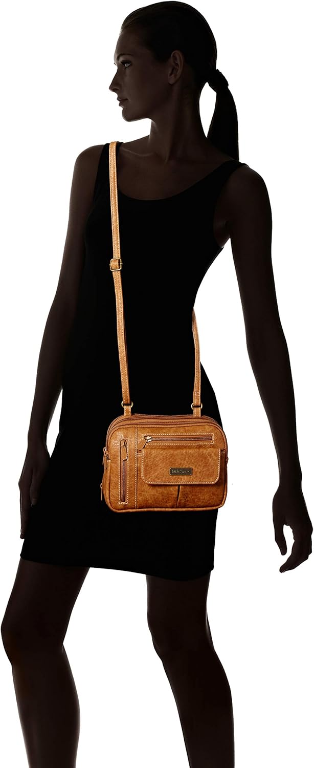 MultiSac Damen Zippy Triple Compartment Crossbody Bag Schultertasche Camel (Austin), Camel (Austin)