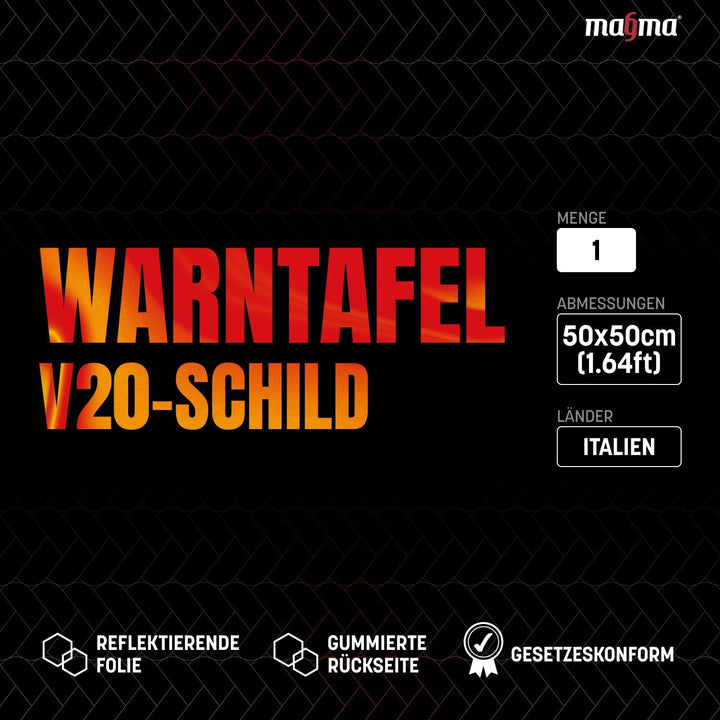 MAGMA Warntafel für hinten, Italien. Für Fahrradträger, Heckträger, Anhänger, Warnschild für Wohnwag
