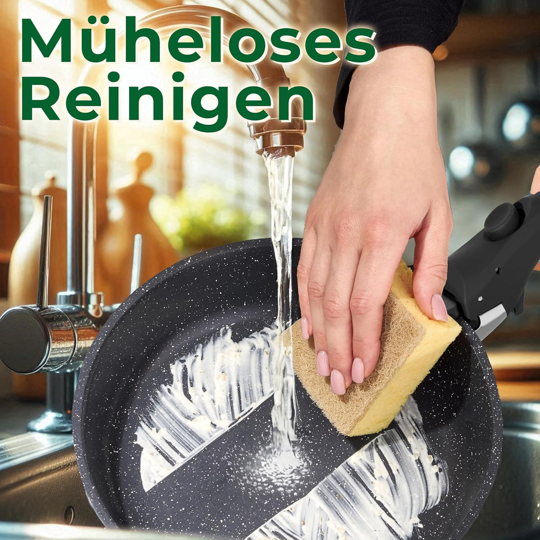 Just Perfecto Töpfe Pfannen 11-Teilig,Topfset Pfannenset mit abnehmbaren Griffen,Pfanne 20/26cm,Topf