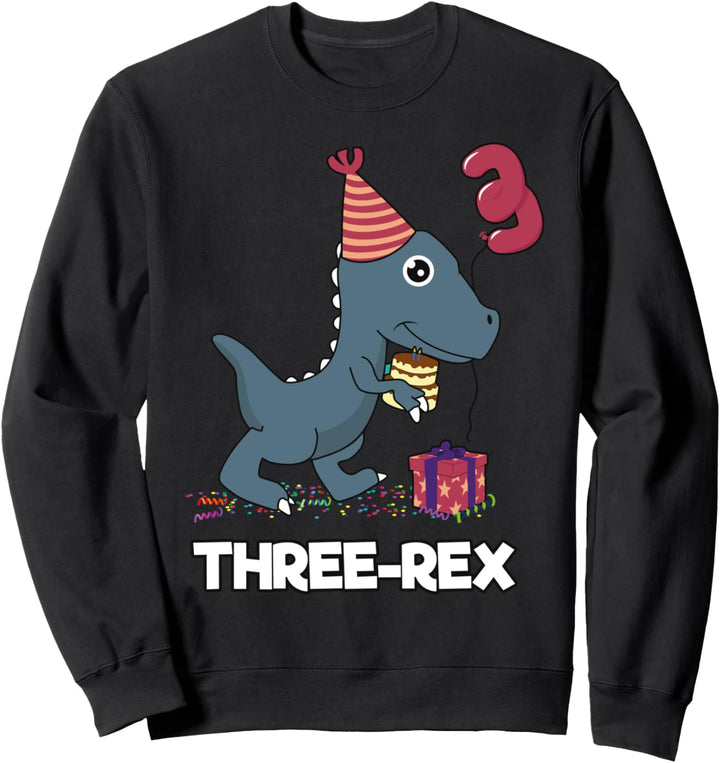3 year old birthday gift Boy Shirt Dinosaur Three Rex Kids Sweatshirt