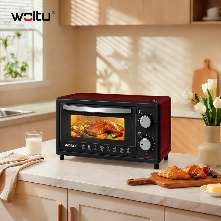 WOLTU Minibackofen 12 Liter, 800 Watt Toasterofen | Pizzaofen | Backblech mit Timer Mini Backofen fü