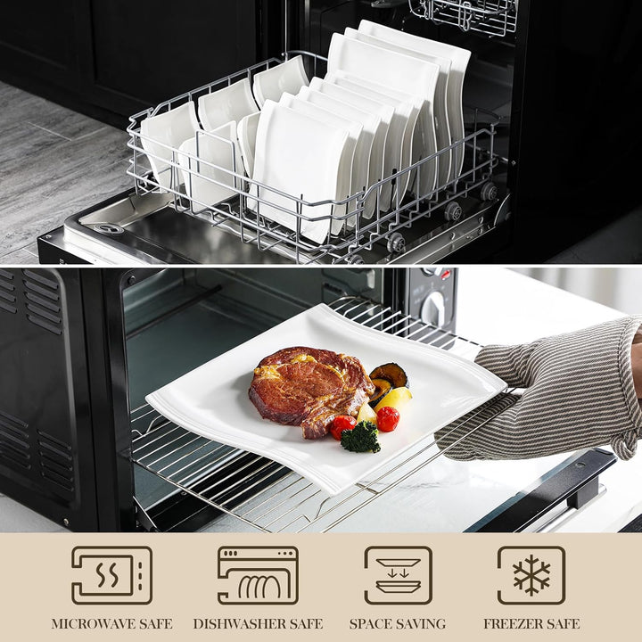 MALACASA, Serie FLORA, 18-teilig Weiss Porzellan Tafelservice Kombiservice Geschirrset, je 6 Speiset