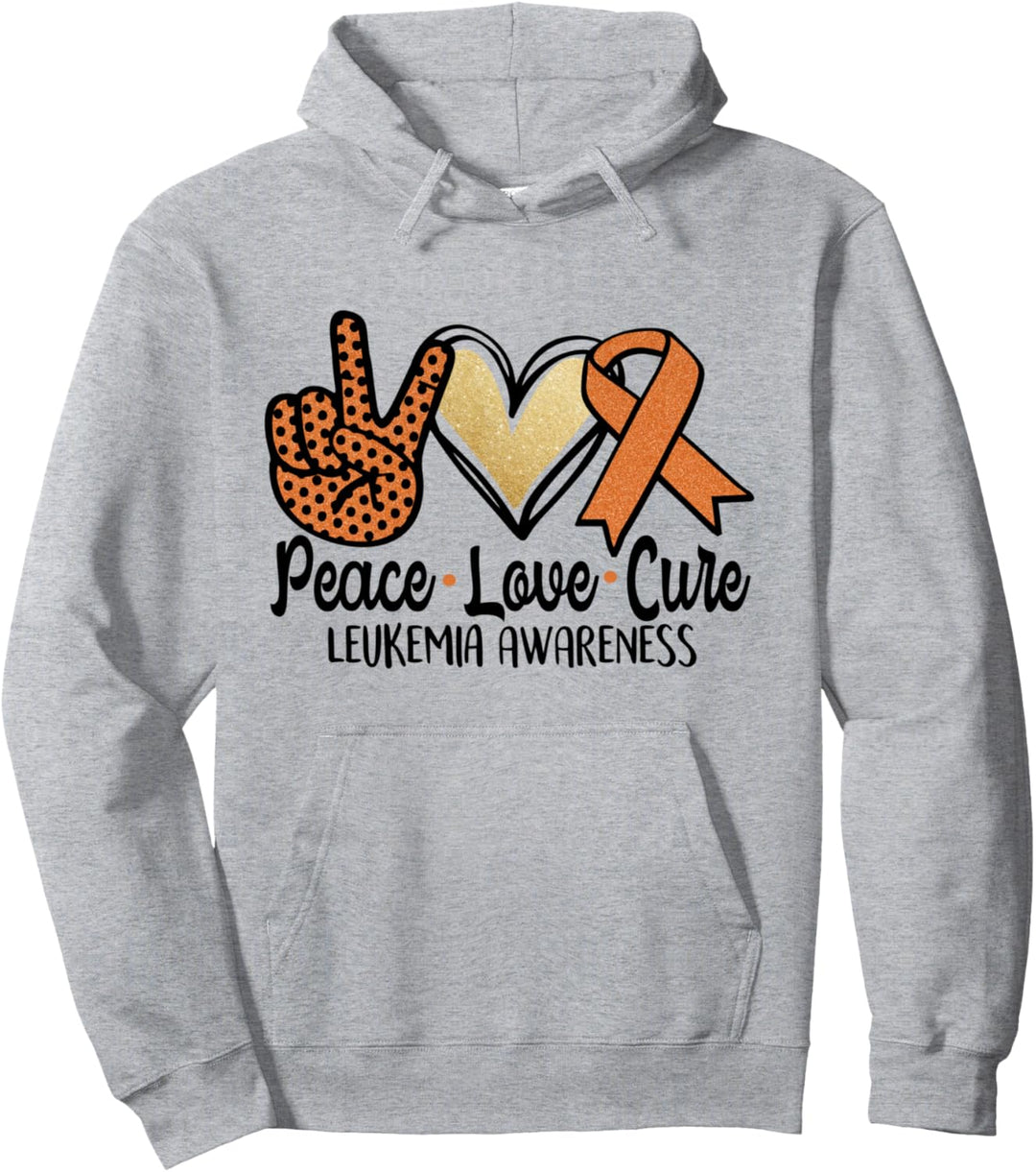 Band mit Aufschrift "Peace Love Cure Leukemia" Pullover Hoodie