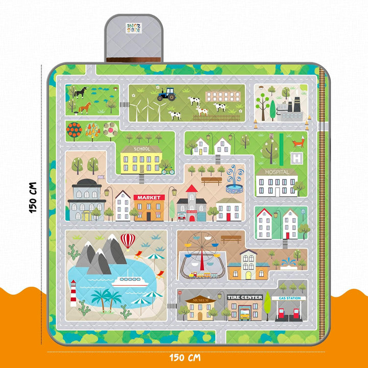 Lustig Picknickdecke Wasserdicht Faltbar für Kinder - Spielzeugautobahn Outdoor Camping Decke Mädche