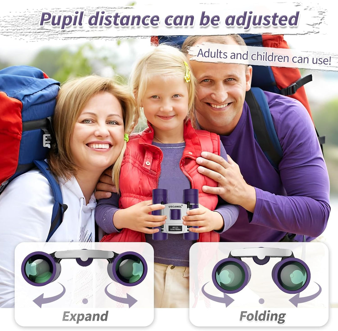 USCAMEL Fernglas Für Kinder und Erwachsene, 8×21 Klein Fernglas, Vogelbeobachtung Kompakt Fernglas f