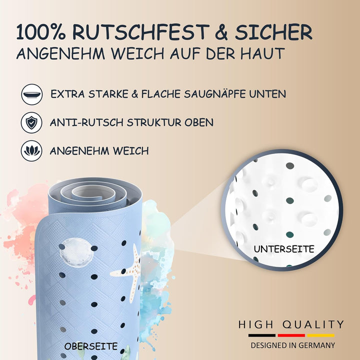 Badewannenmatte Kinder rutschfest [100x40cm] - Antirutschmatte Badewanne BPA frei - Badematte Kinder