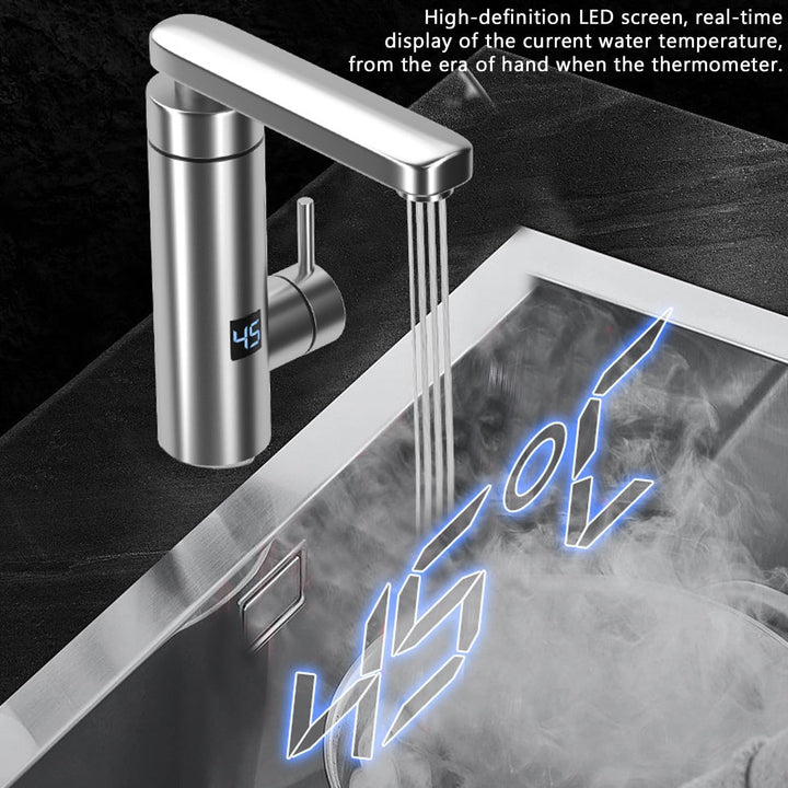 Elektrischer Wasserhahn Edelstahl, 220V 3000W Sofortiger Warm Wasserhahn mit LED Digitalanzeige und