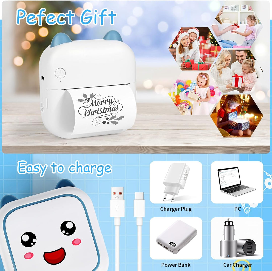Ambesty Mini Drucker, Mobiler Fotodrucker, Tragbarer Mini Fotodrucker, Wireless Fotodrucker Thermodr