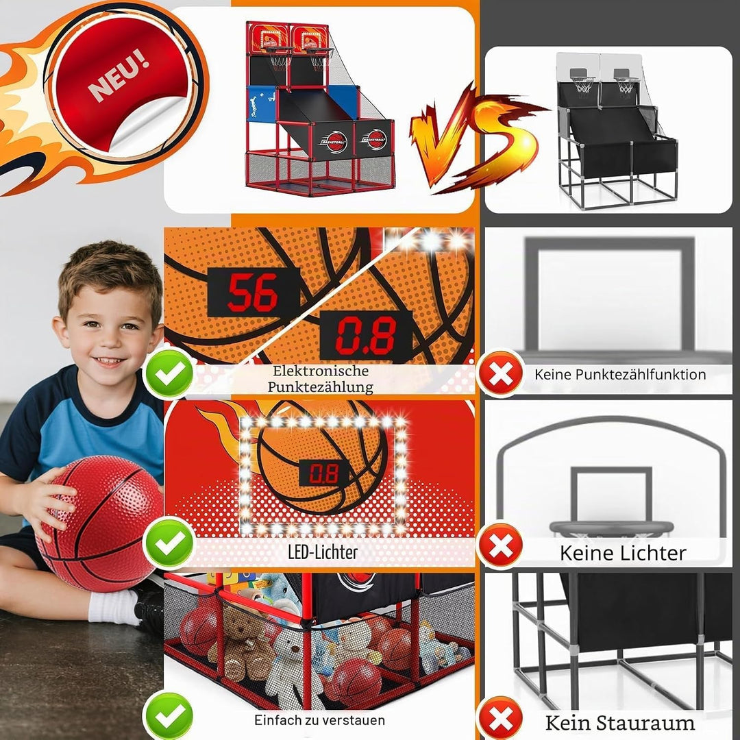 Arcade Toy Basketball Spielset für Kinder mit Punktetabelle – Elektronisches Basketballkorb für Kind